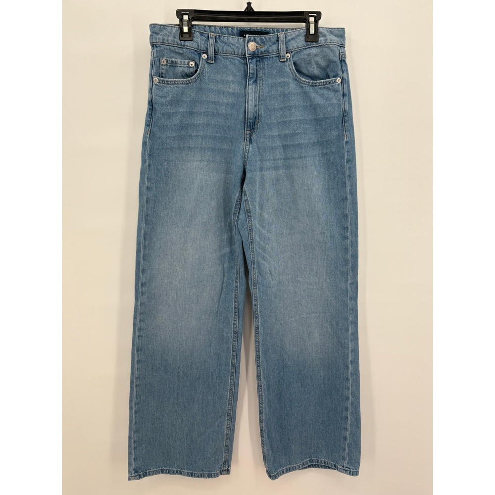 Aeropostale Womens High Rise Wide Leg Jeans Light Wash Blue Size 10 Cotton